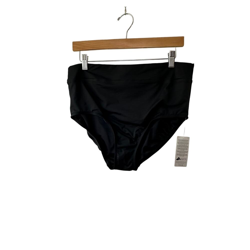 Lands End Black High Waisted Bikini Bottoms Women's Size 12 New